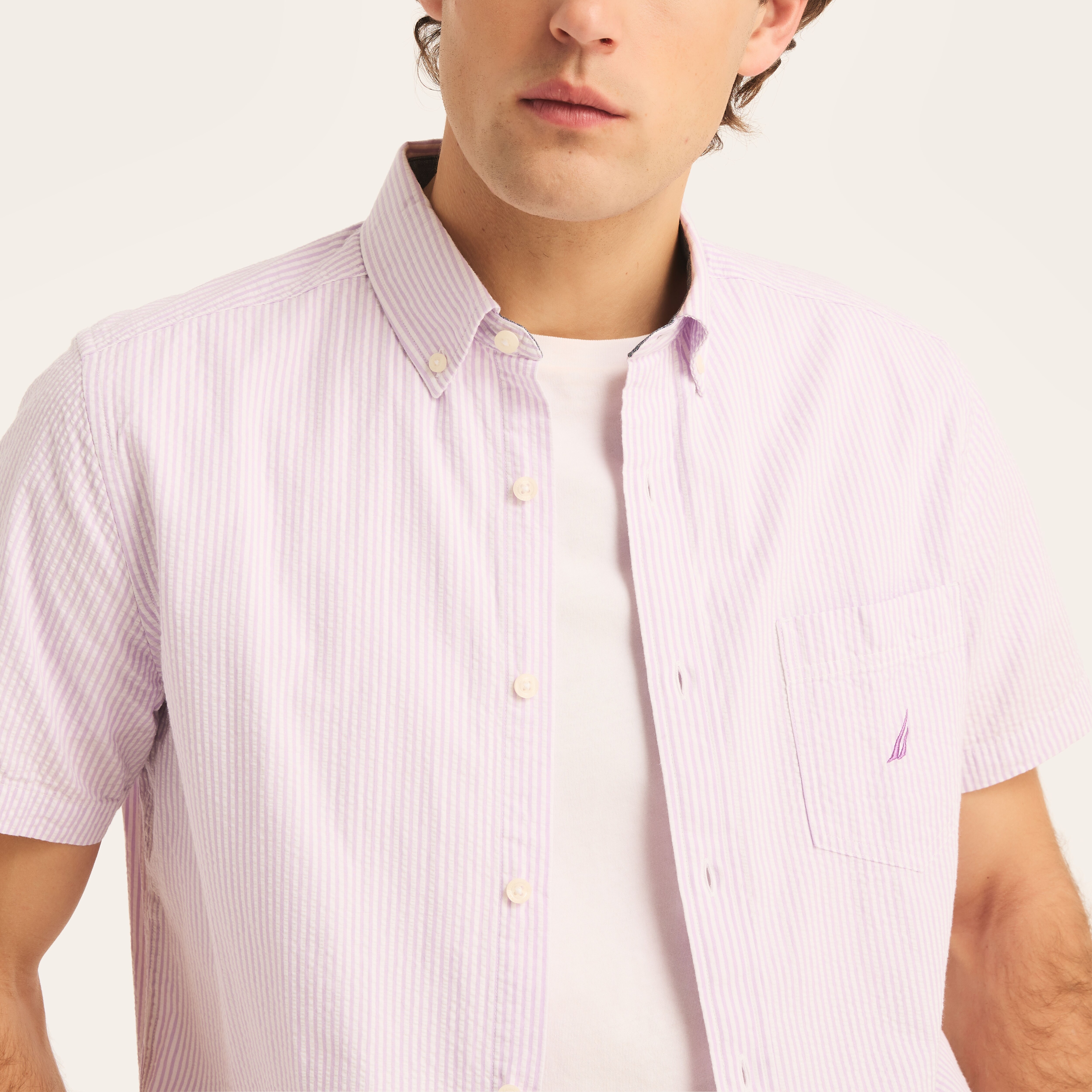 Seersucker Striped Short-Sleeve Shirt | Nautica