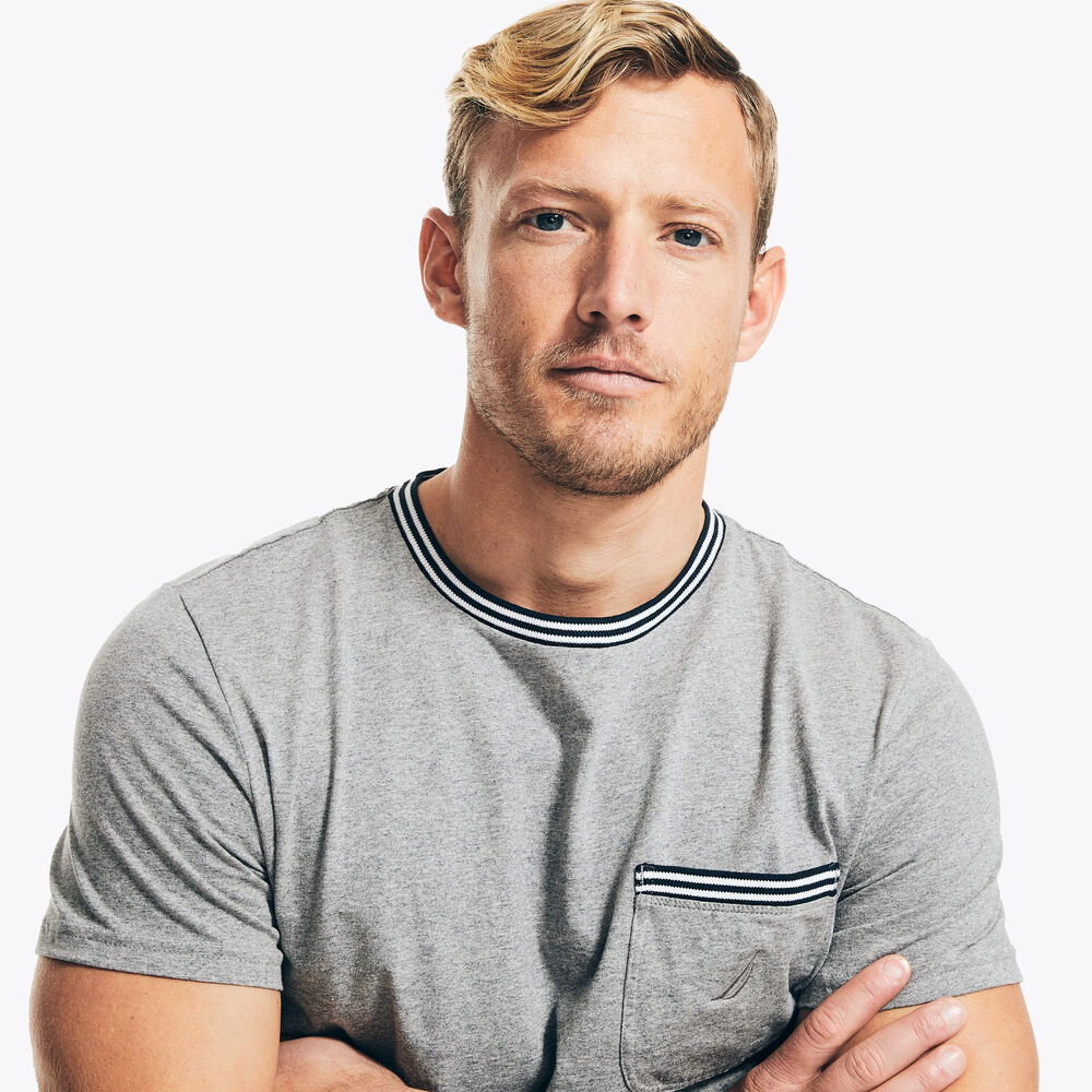 CREWNECK POCKET T-SHIRT,Stone Grey Heather,large