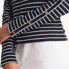 Striped Boat-Neck Top,Navy,large