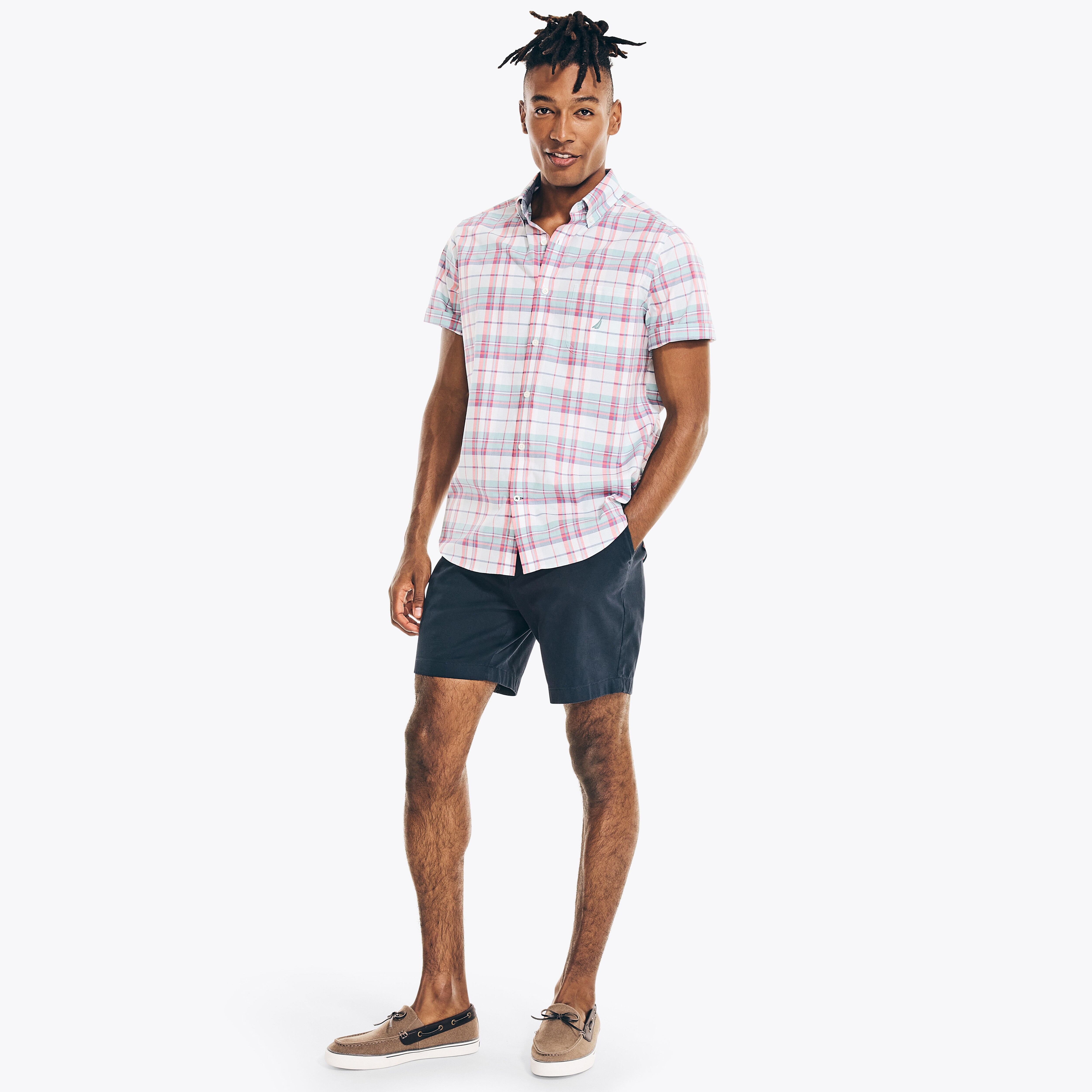 PLAID POPLIN SHORT-SLEEVE SHIRT | Nautica