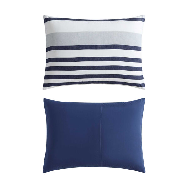Palm Coast Stripe Blue Queen Comforter Set