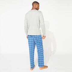 SLIM FIT LONG SLEEVE AND KNIT PANTS PAJAMA SET,Grey Heather,large
