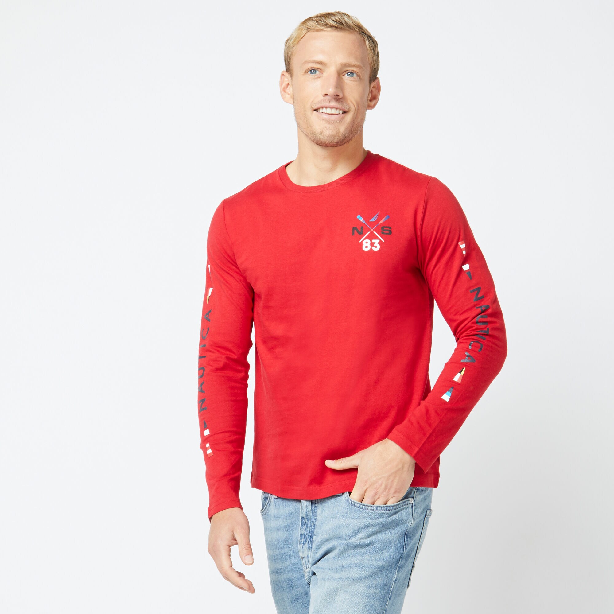 CROSSED OARS GRAPHIC T-SHIRT,Nautica Red,large