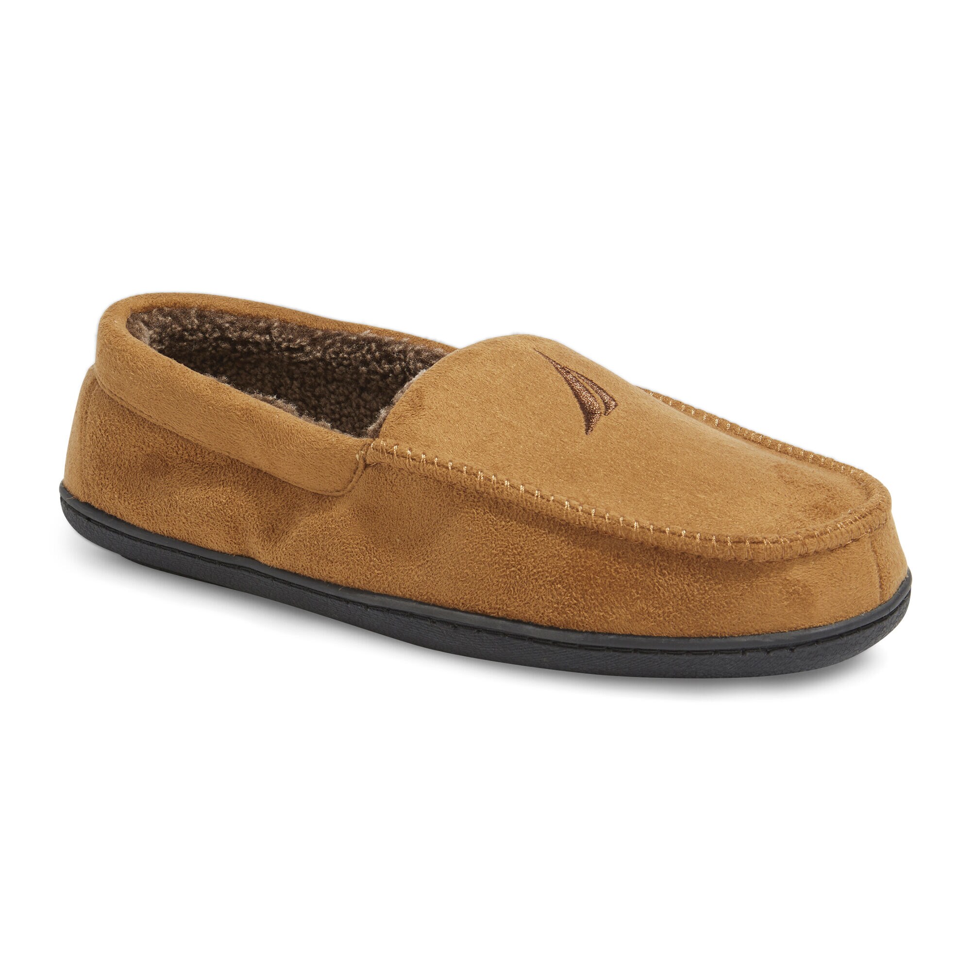 BRAND ICON SUEDE SLIPPER,Camel,large