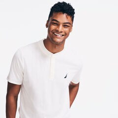 SUSTAINABLY CRAFTED SHORT SLEEVE HENLEY,Sail Cream,large