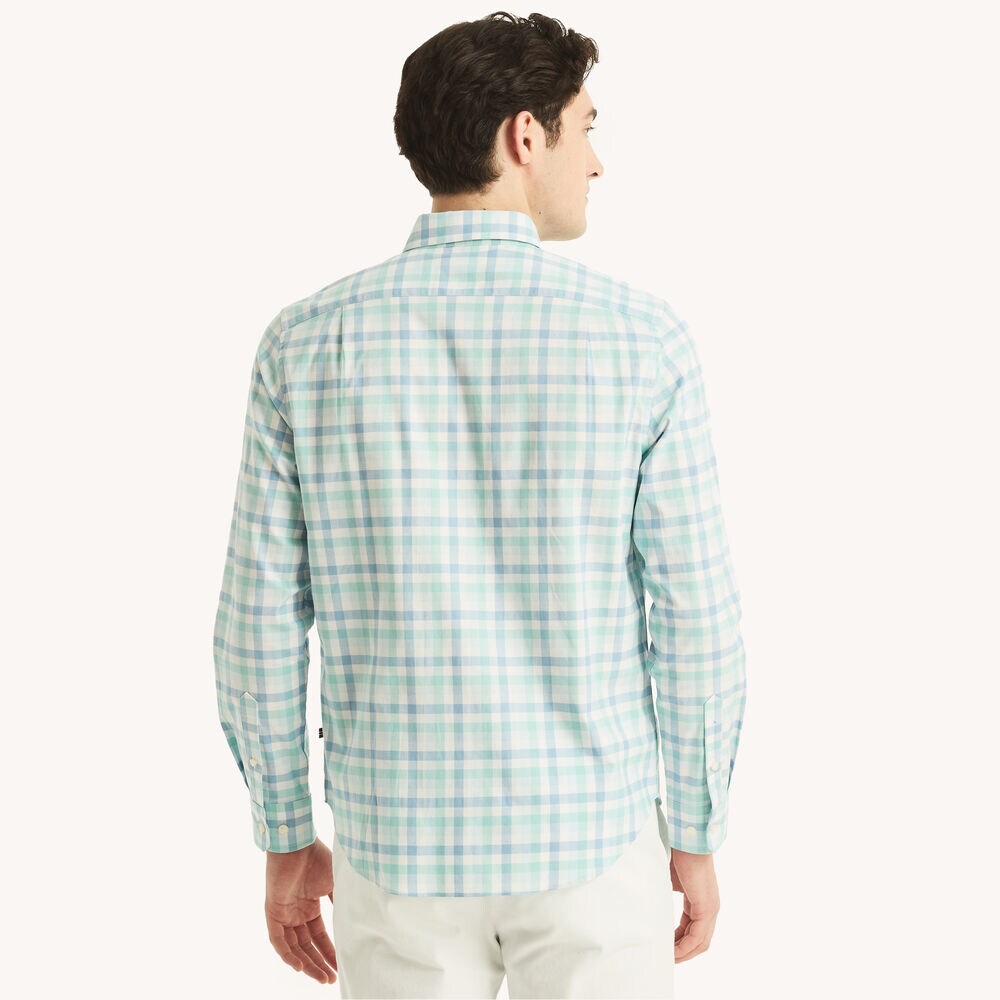 Plaid Oxford Shirt,Ice Blue,large