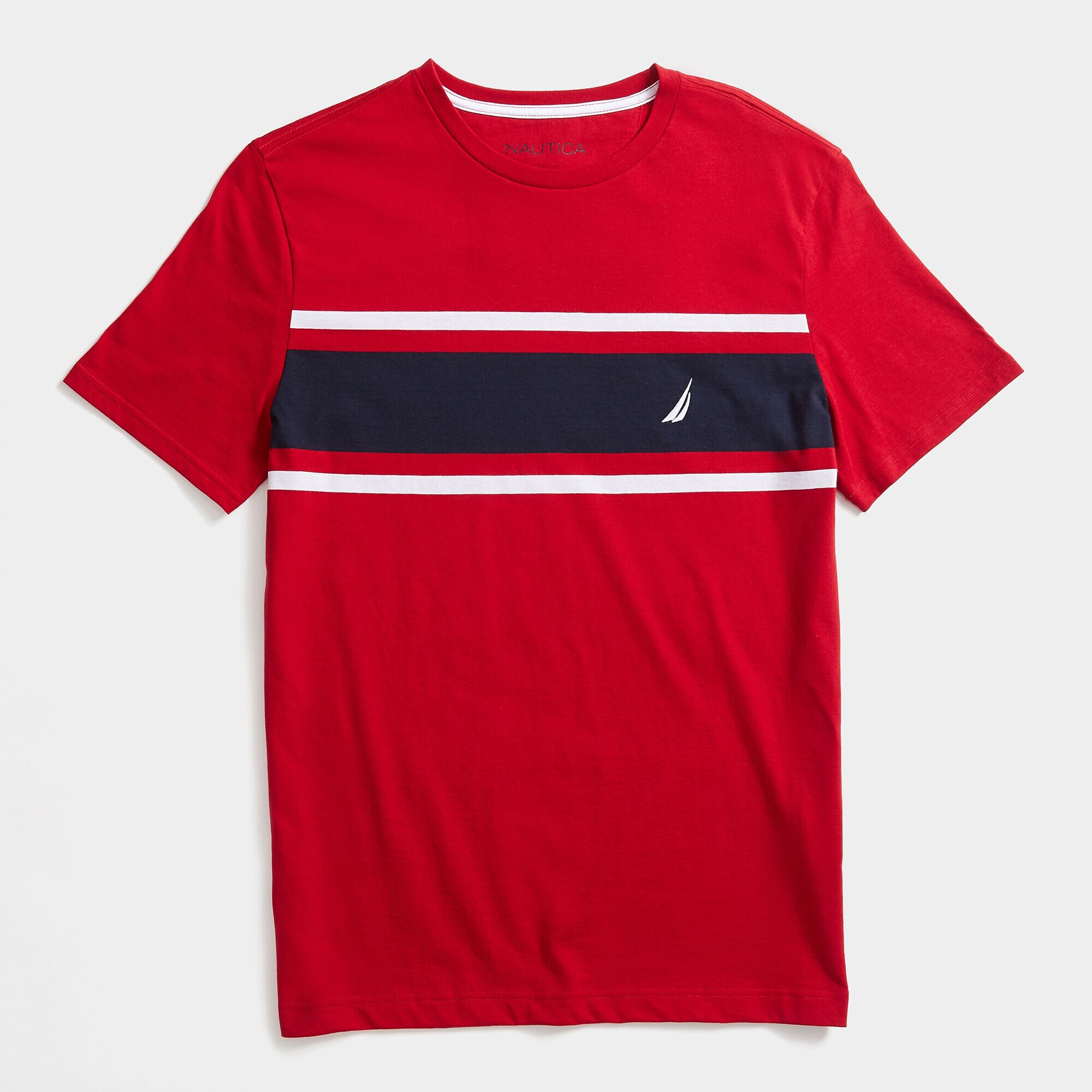 STRIPE BRAND ICON TEE,Nautica Red,large