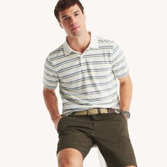 Classic Fit Striped Polo,Sail White,large