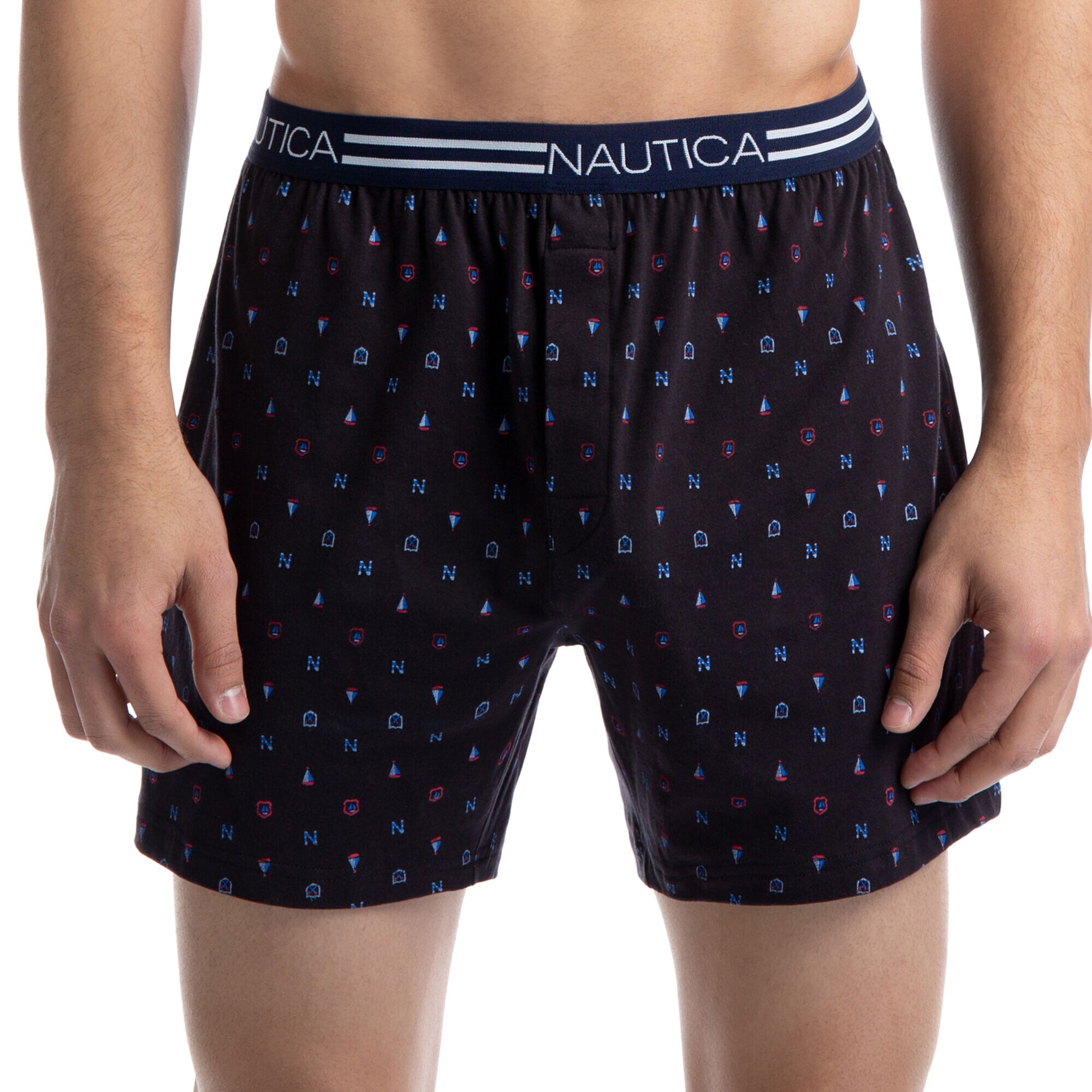STRETCH MICRO CREST PRINT BOXERS,Flannel Heather,large