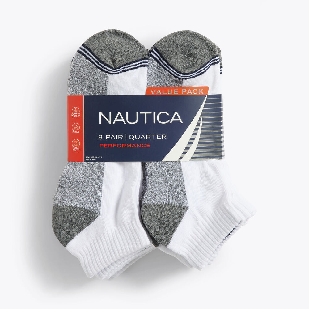 ATHLETIC CORE QUARTER SOCKS, 8-PACK,Dove,large