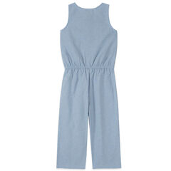 TODDLER GIRLS' CROPPED TIE-FRONT CHAMBRAY JUMPSUIT (2T-4T),Nite Sea Heather,large