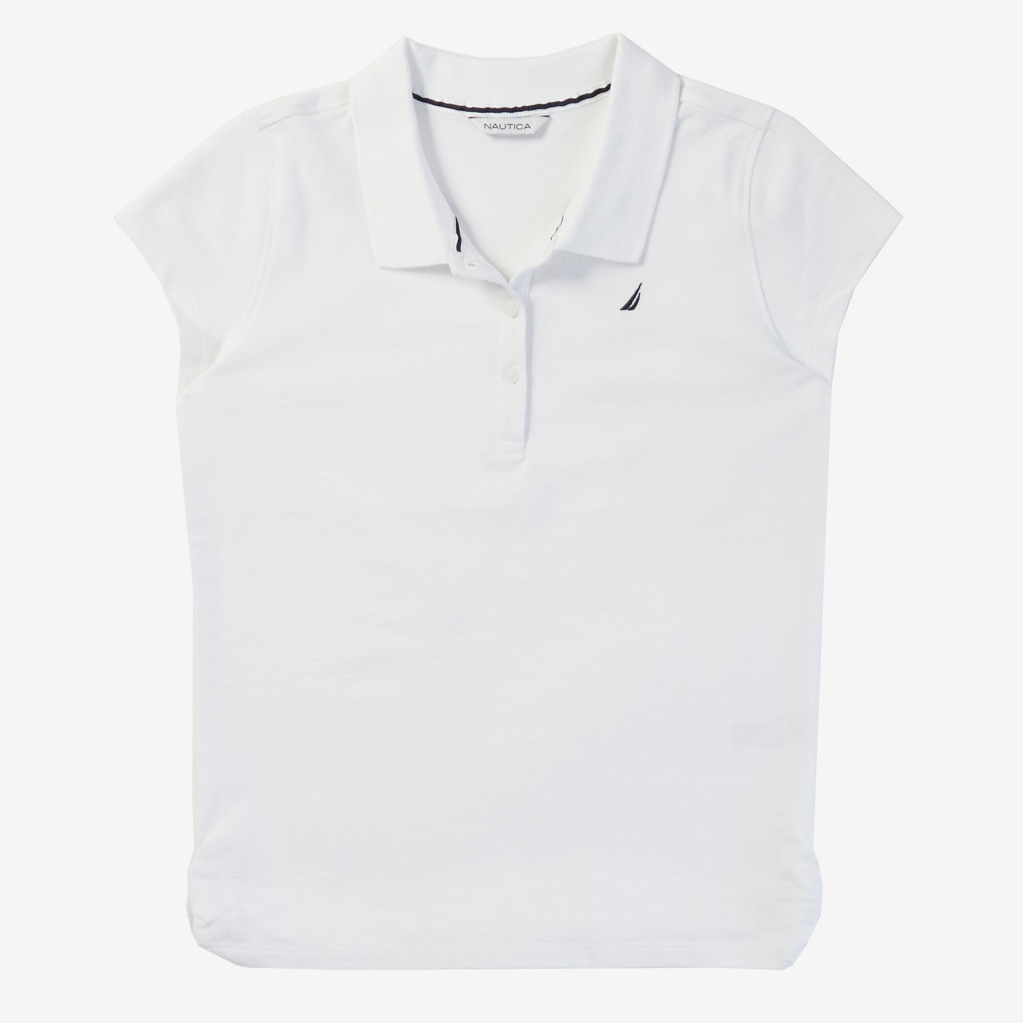  Girls' Solid Polo Shirt (8-16),Sail White,large