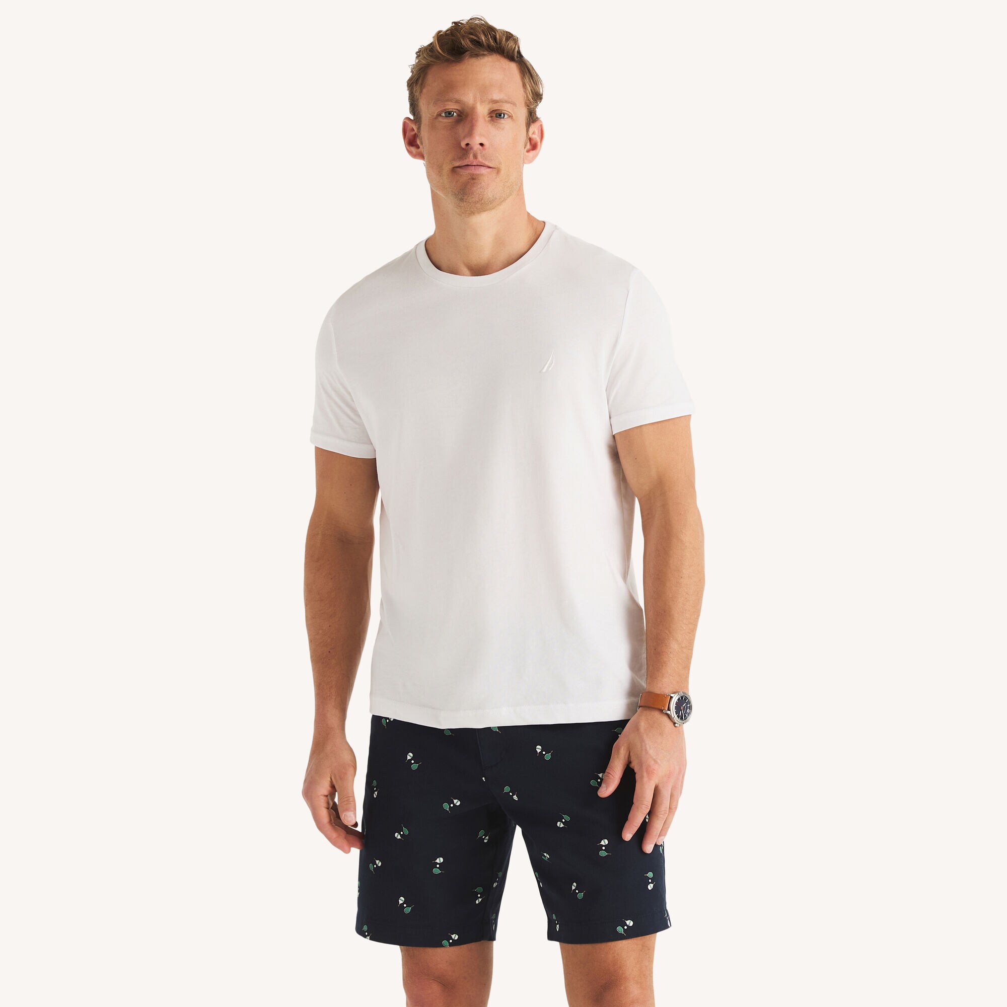 Crewneck Deck T-Shirt,Bright White,large