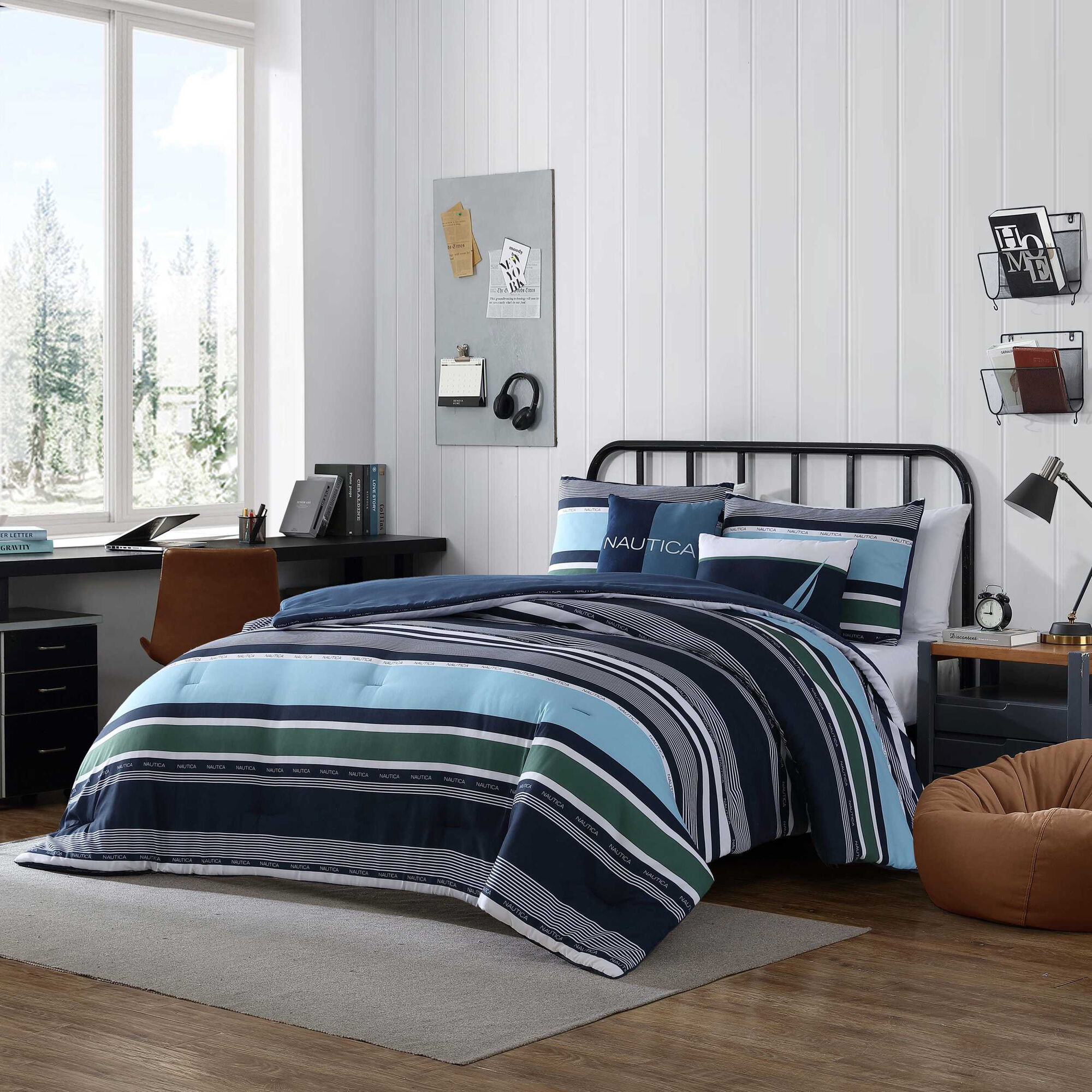 Elliot Navy Full/Queen Comforter & Sham Bonus Set,Bali Bliss,large