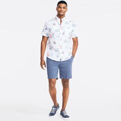 NAUTICAL PRINT SHORT-SLEEVE SHIRT,Bright White,large