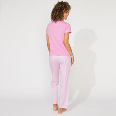 NAUTICA SIGNATURE STRIPED SHORT SLEEVE PAJAMA SET,Deep Fuschia,large