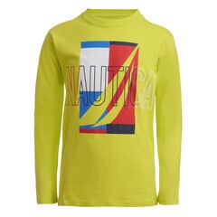 BOYS' COLORBLOCK GRAPHIC LONG SLEEVE T-SHIRT (8-20),Yellow Zest,large
