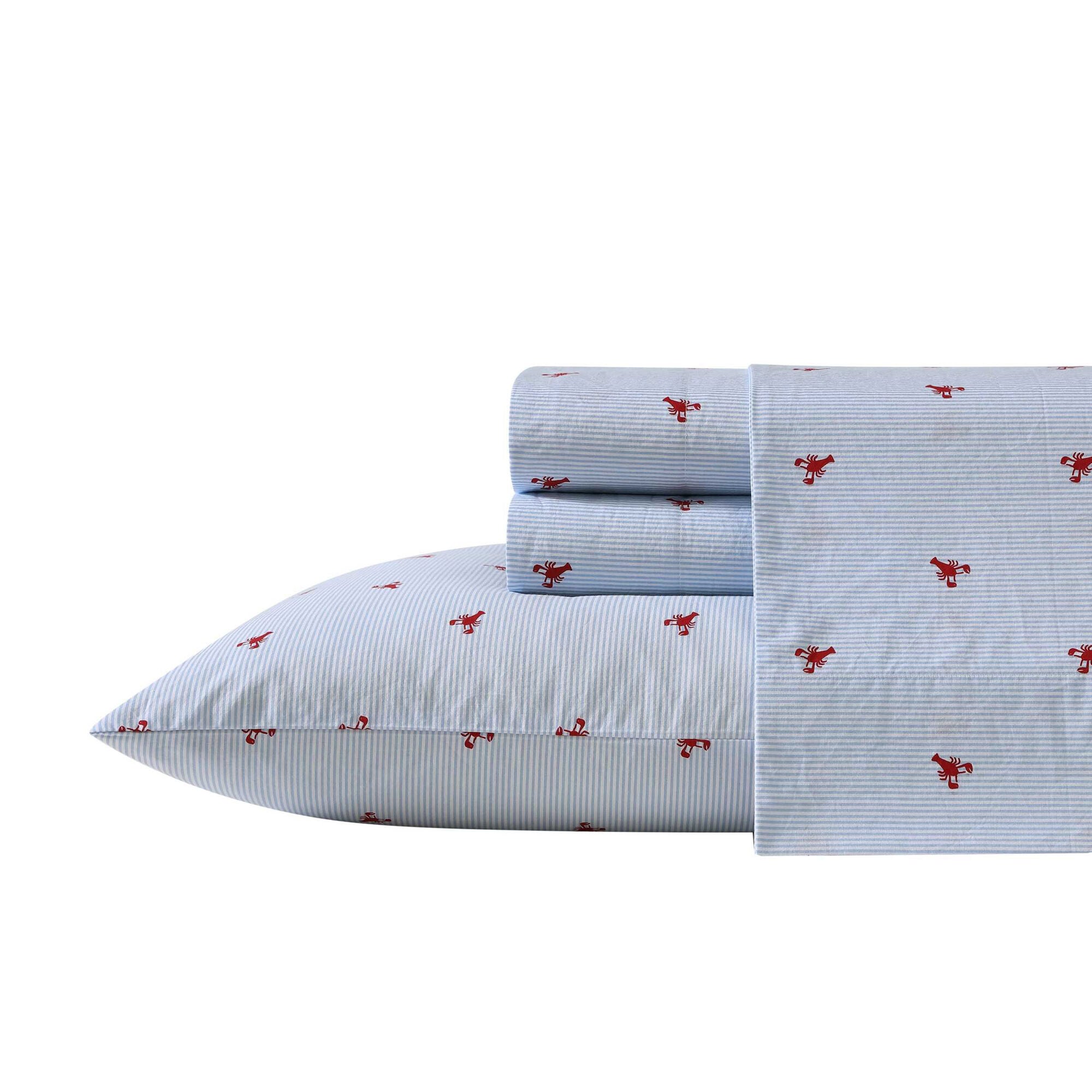 Lobster Walk Blue Queen Sheet Set,Navy Dusk,large