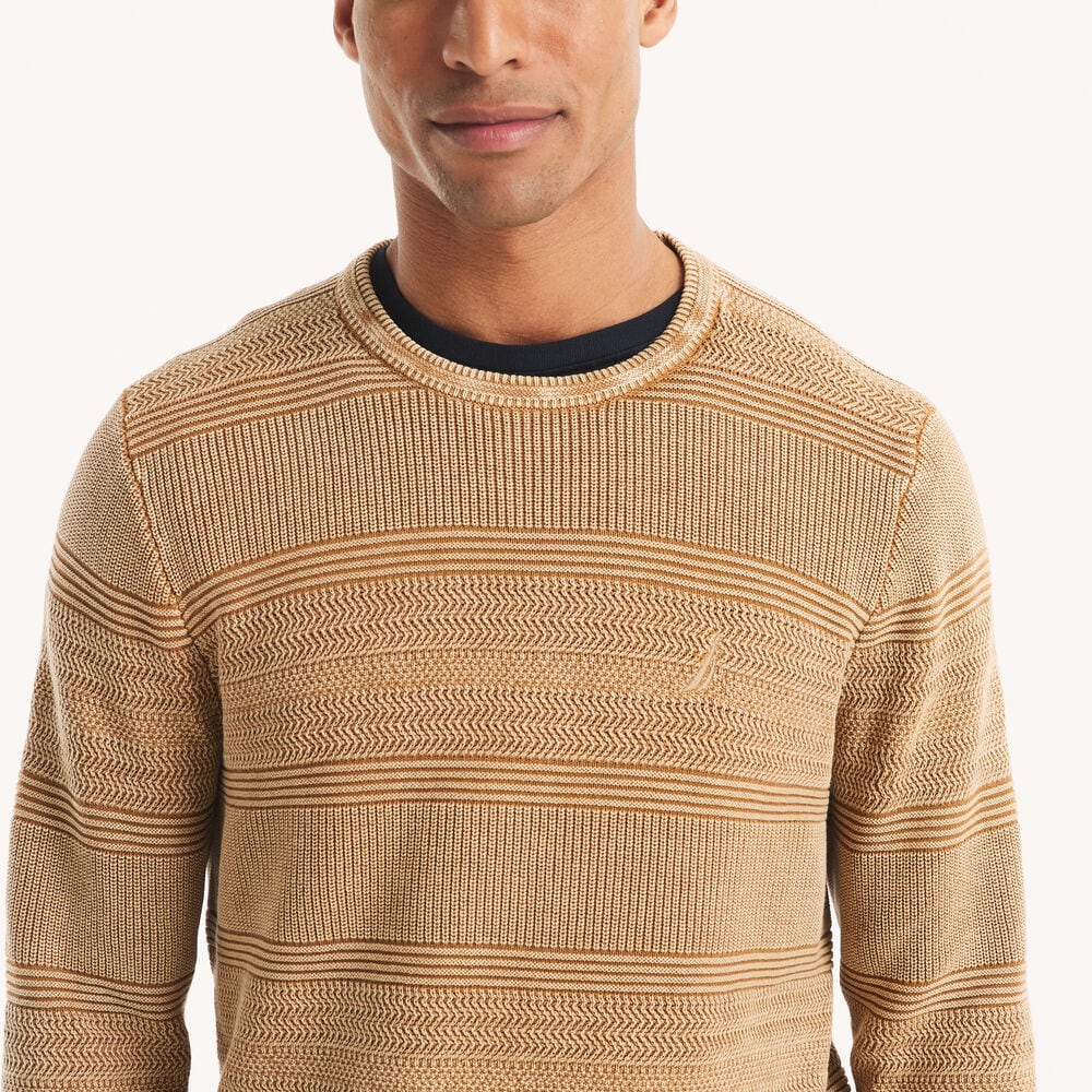 Stonewashed Crewneck Sweater,Camel,large