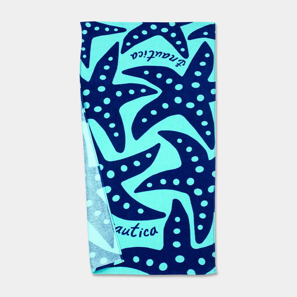 KIDS' STARFISH PRINT BEACH TOWEL,Capri Blue,large