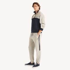 Quarter-Zip Colorblock Sweatshirt,Grey Heather,large