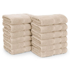 Belle Haven Washcloth Set, 12-Piece,Khaki,large