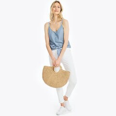 NAUTICA JEANS CO. TIE-FRONT CAMI,Stellar Blue Heather,large