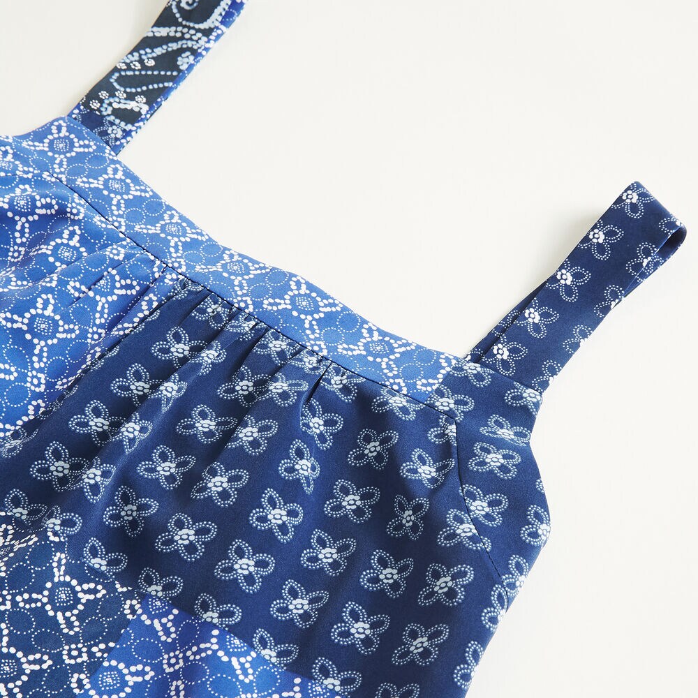 BATIK MIX PRINT SLEEVELESS TOP,Blue Depths,large