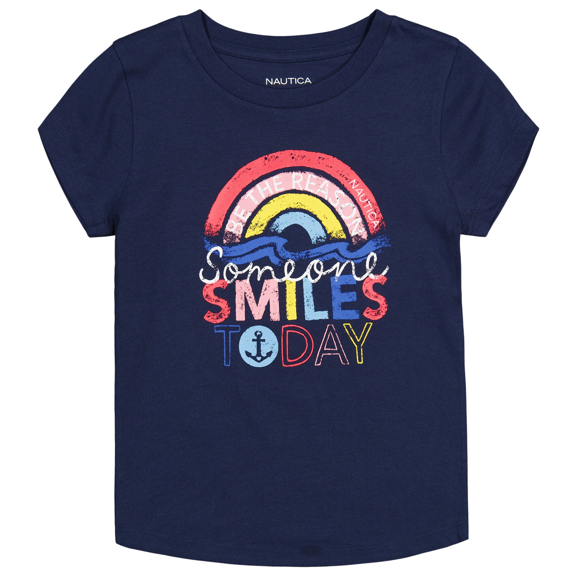 TODDLER GIRLS' SMILE TODAY T-SHIRT (2T-4T),Navy,large