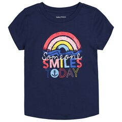 TODDLER GIRLS' SMILE TODAY T-SHIRT (2T-4T),Navy,large