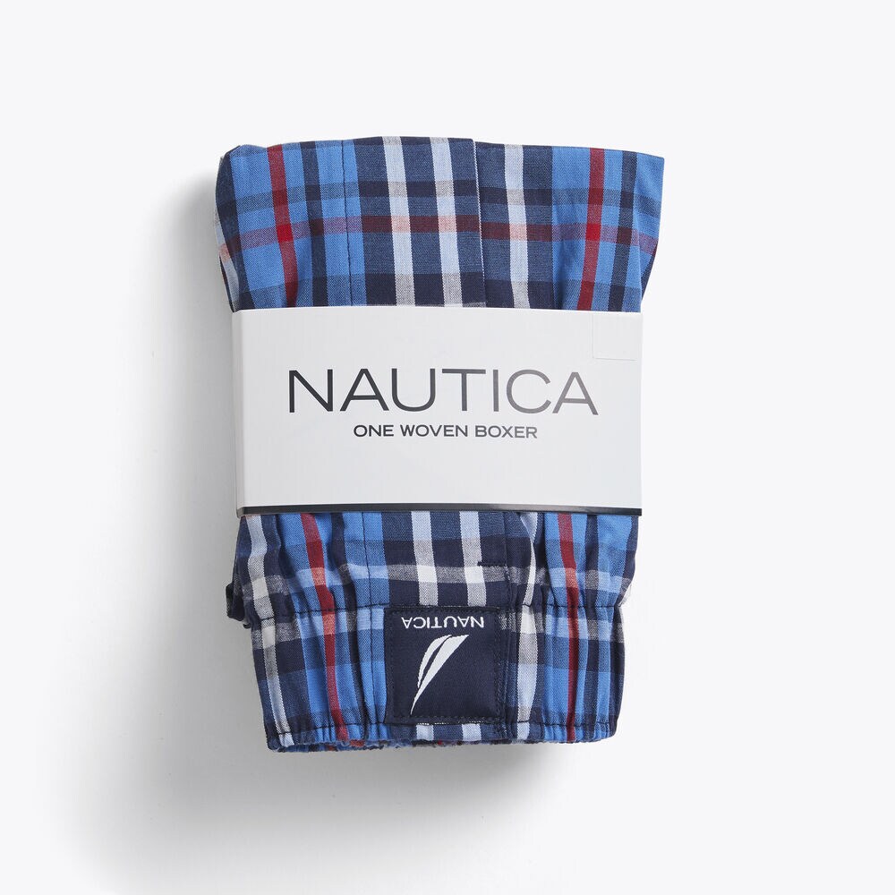 PLAID COTTON BOXER,Distressed Blue Wash,large