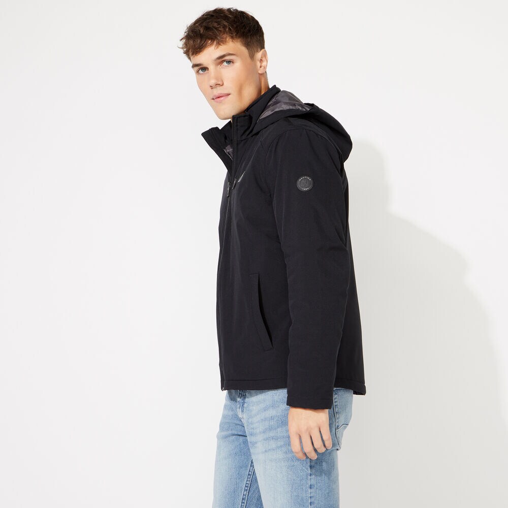 BIG & TALL HOODED ZIP FRONT JACKET,Black,large