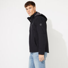 BIG & TALL HOODED ZIP FRONT JACKET,Black,large