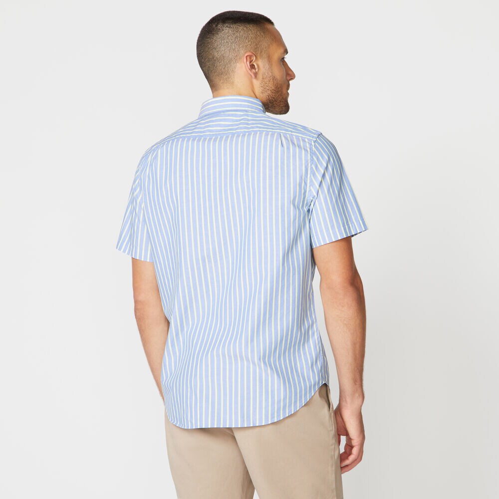 STRIPED SHORT SLEEVE SHIRT,Riviera Blue,large