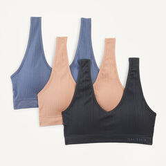 Ribbed Bra, 3-Pack,Angel Blue,large