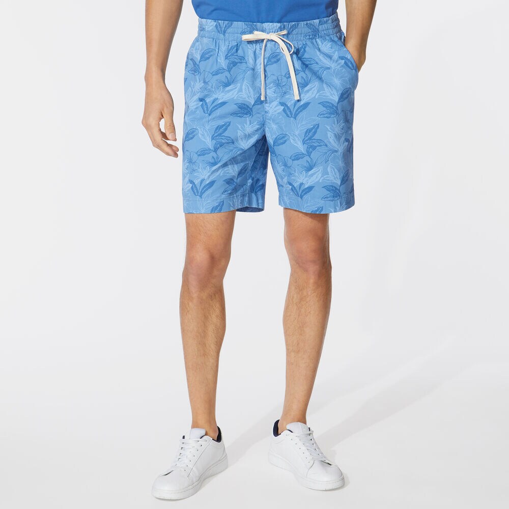 7" FOLIAGE PRINT BOARDWALK SHORT,Riviera Blue,large