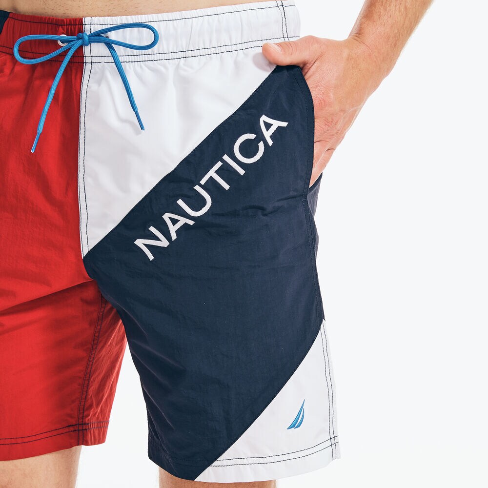 8" COLORBLOCK LOGO SWIM,Nautica Red,large
