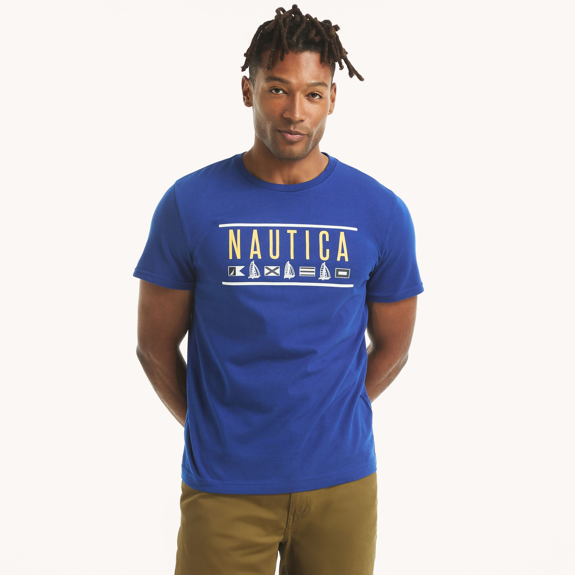 Logo Flag Graphic T-Shirt,Deep Navy Heather,large