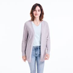 V-NECK OPEN FRONT CARDIGAN,Fog,large