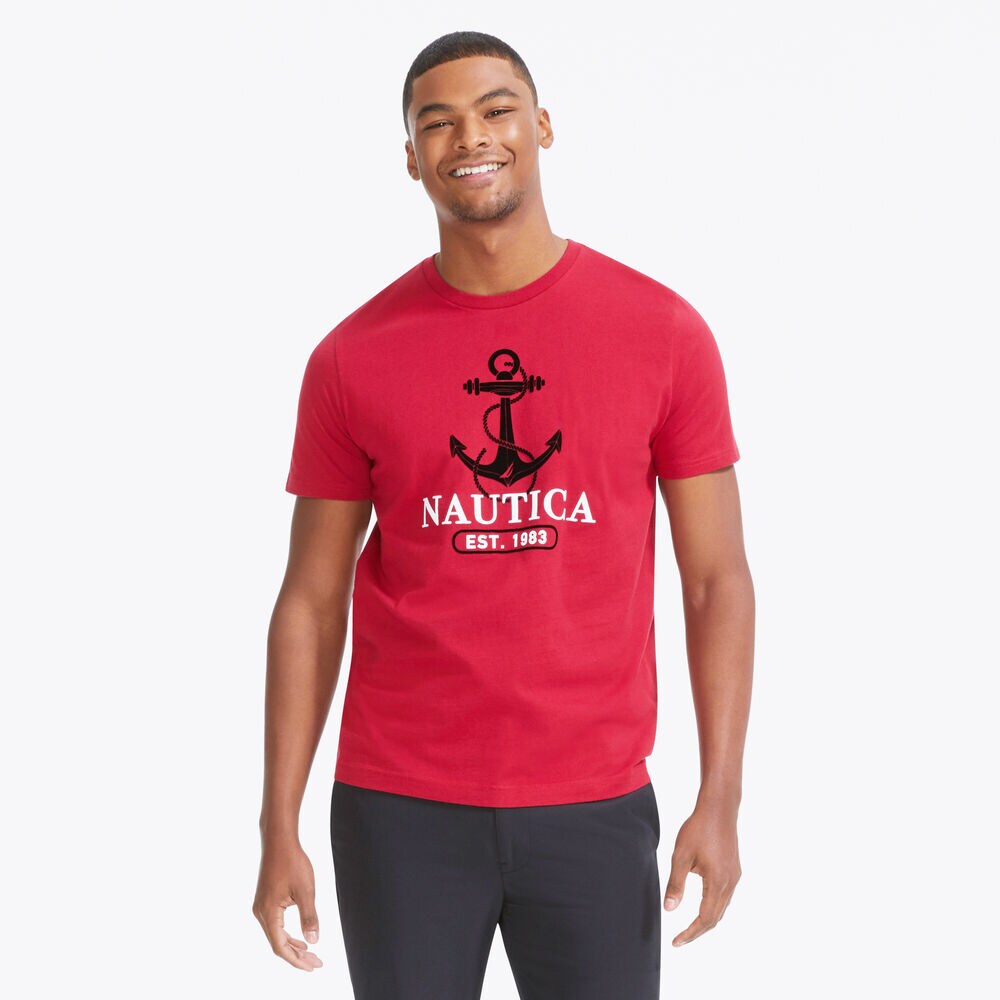 ANCHOR 1983 GRAPHIC T-SHIRT,Nautica Red,large