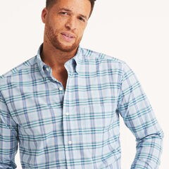 Big & Tall Plaid Shirt,Riviera Blue,large