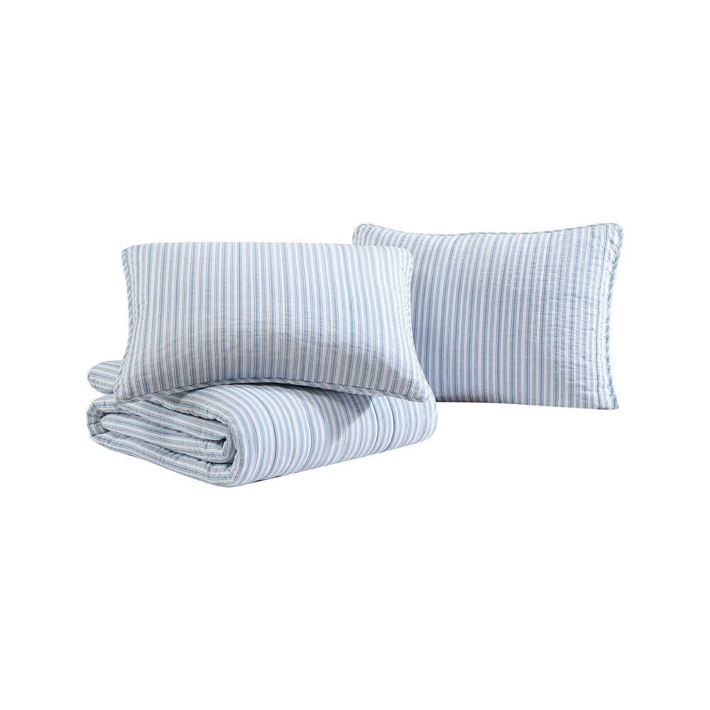 Coleridge Stripe Blue Full Queen Quilt-Sham Set,Navy Dusk,large