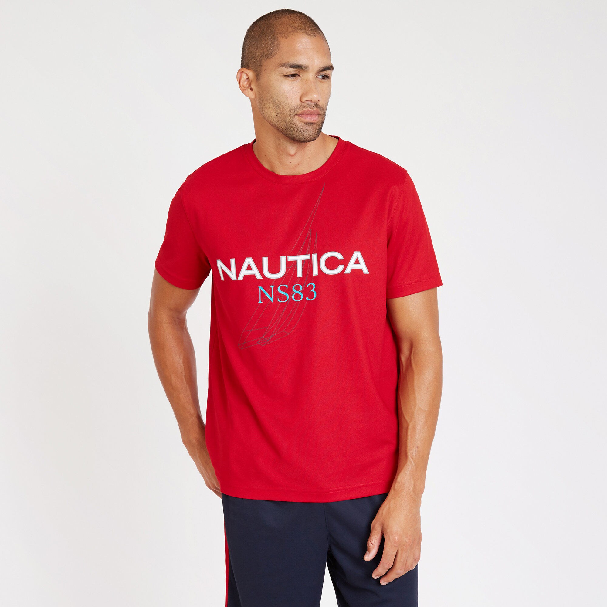 Graphic Performance Crewneck Tee,Nautica Red,large