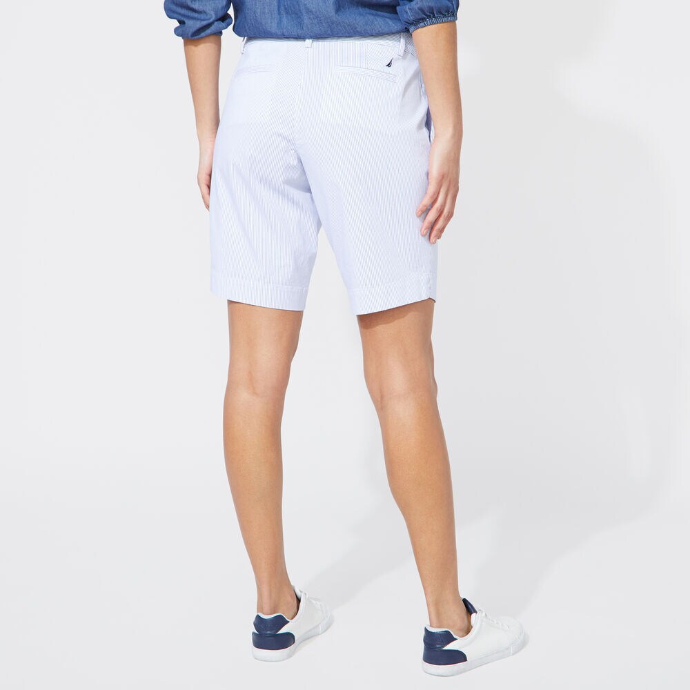 10" CLASSIC FIT STRIPED BERMUDA SHORTS,Bright White,large