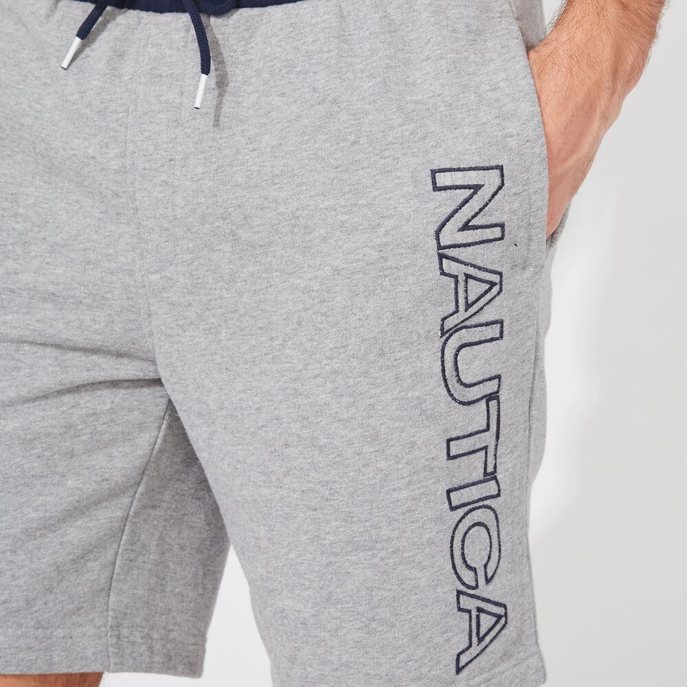 8.5" LOGO FLEECE SHORT,Stone Grey Heather,large