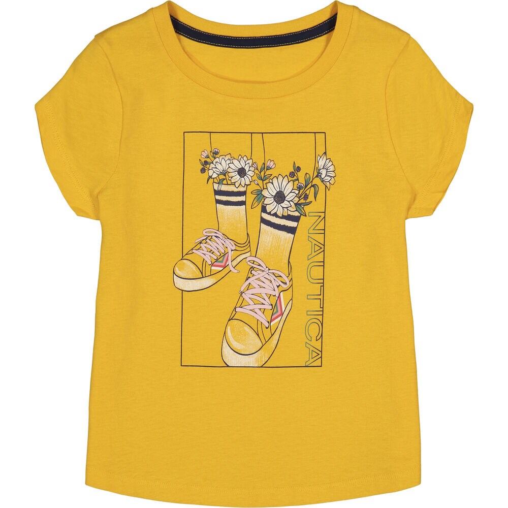 TODDLER GIRLS' SNEAKER GRAPHIC T-SHIRT (2T-4T),Mustard Field,large