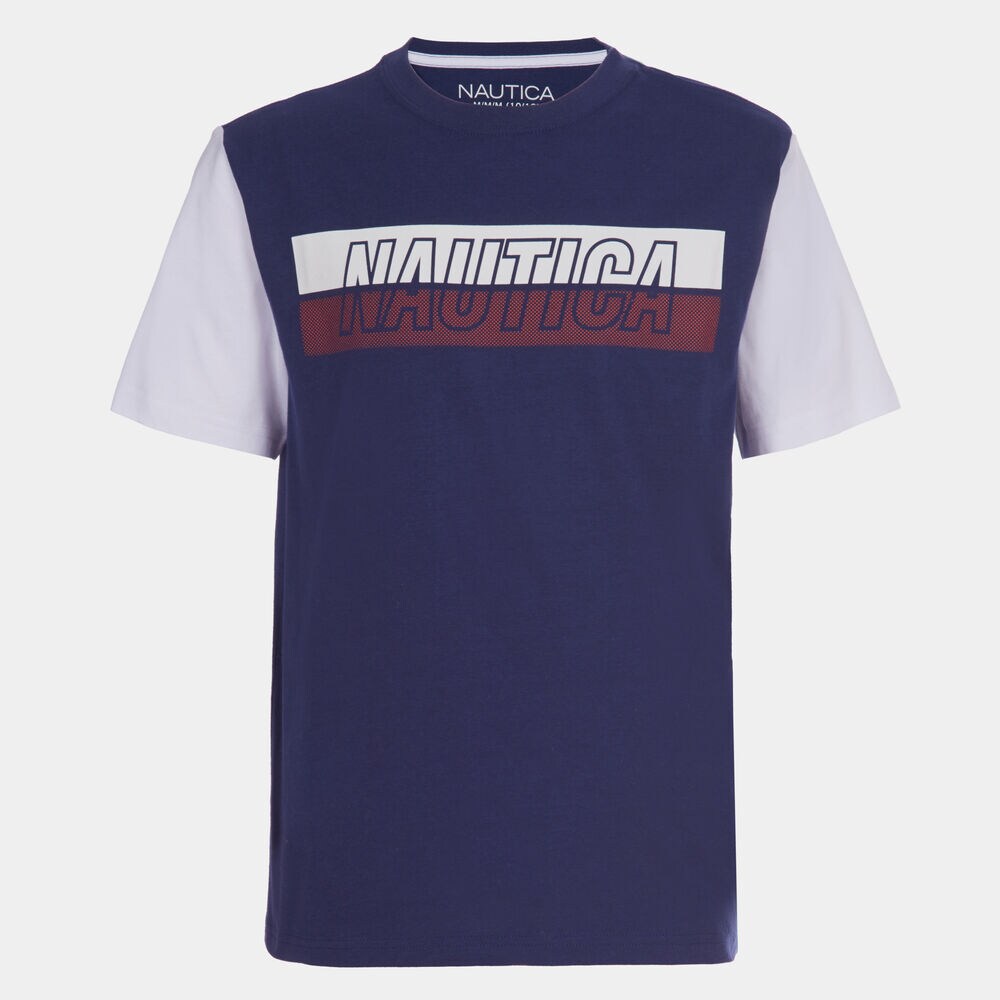 LITTLE BOYS' COLORBLOCK SLEEVE GRAPHIC T-SHIRT (4-7),J Navy,large