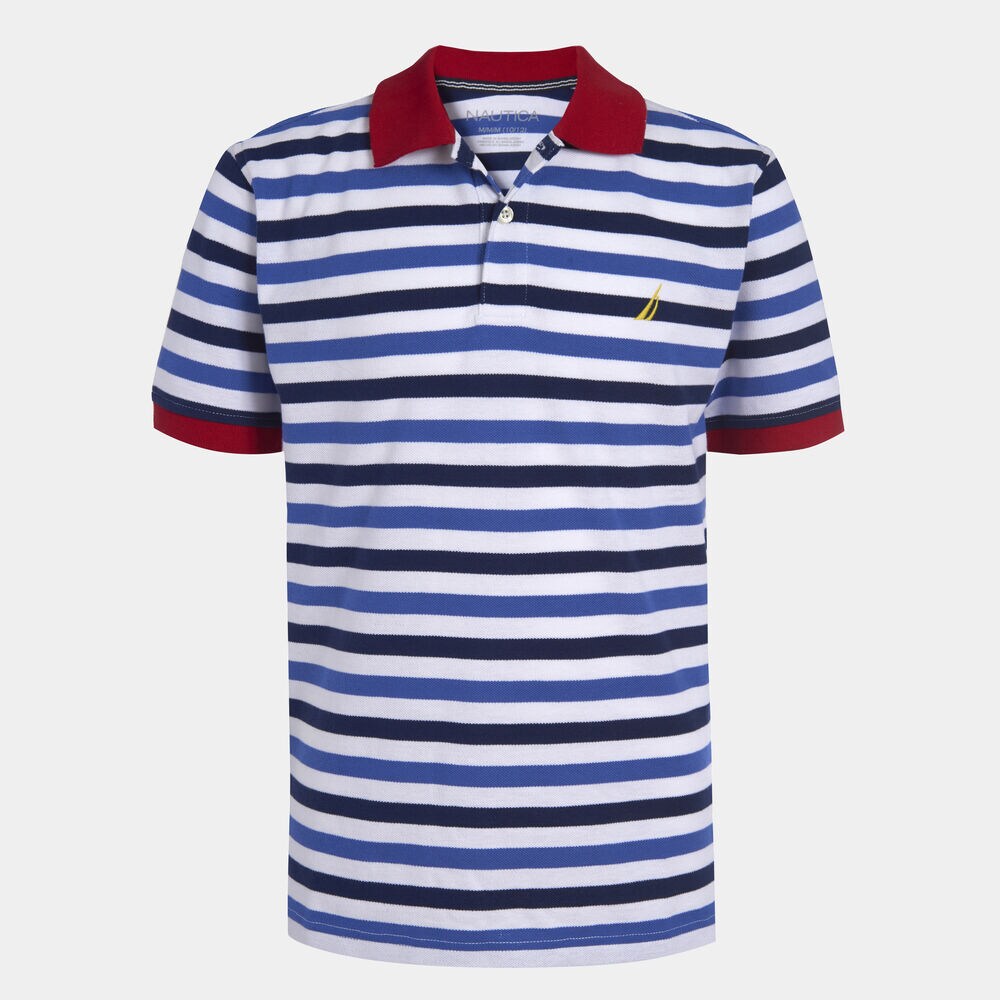 BOYS' PAUL STRIPED POLO (8-20),J Navy,large