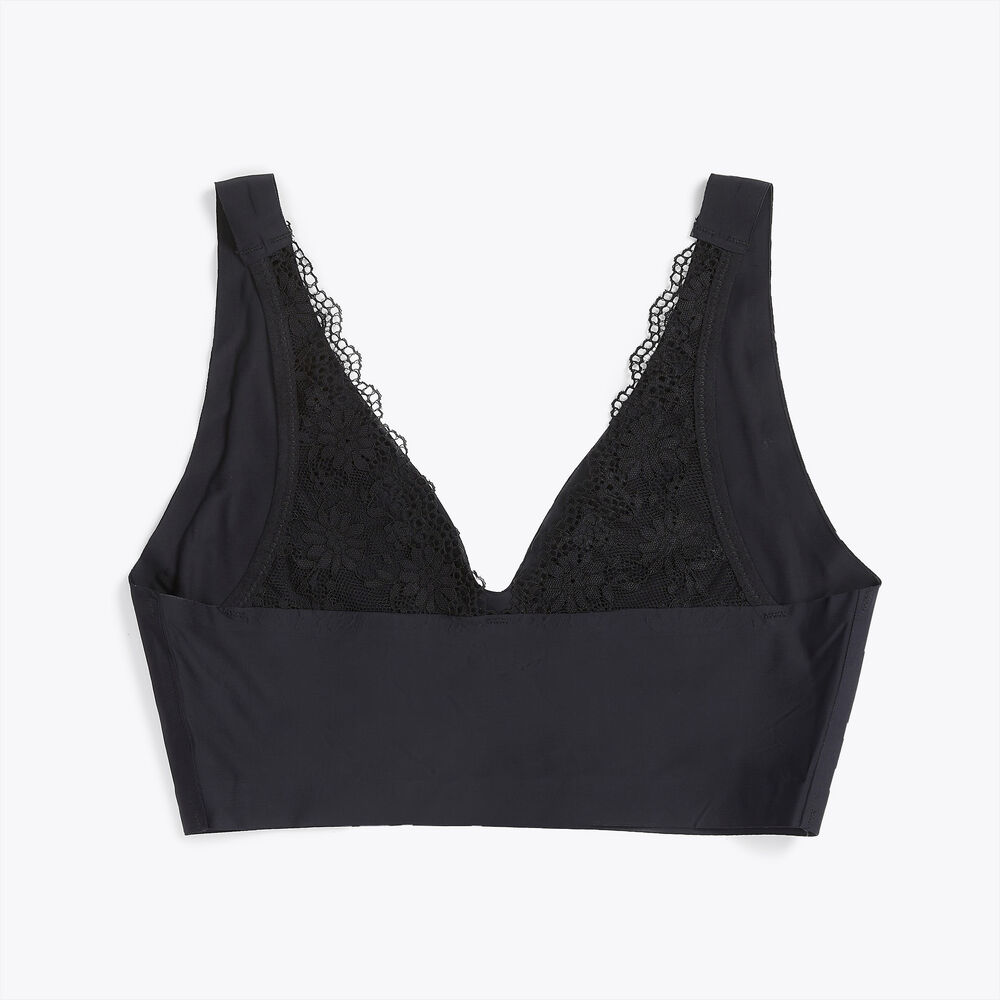 LASER-CUT LOUNGE LACE-BACK BRA, 2-PACK,Black,large
