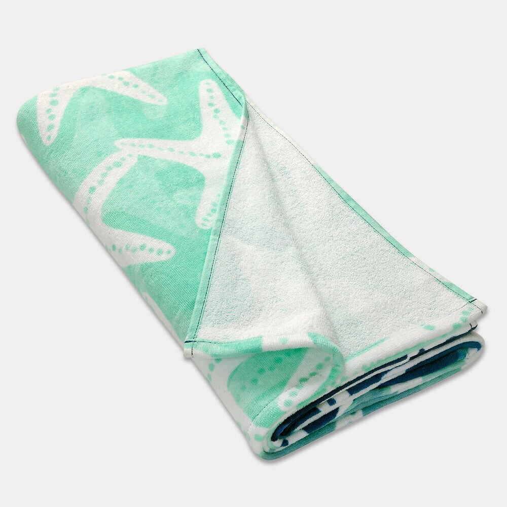 STARFISH PRINT BEACH TOWEL,Ice Blue,large
